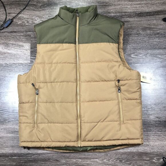 Outdoor Life‎ Vest Mens Size Large Brown Green Full Zip Hunting Fishing Pockets - Picture 1 of 12